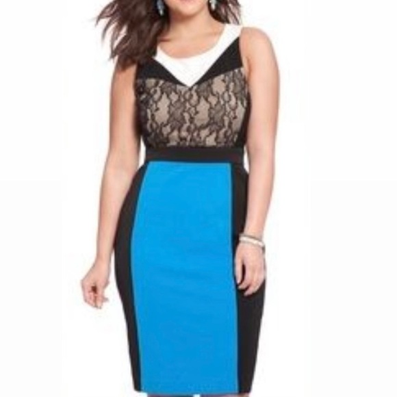 Eloquii NWT Lace Bodice Sleeveless Cocktail Colorblock Short Mini Dress Plus 16 - Picture 1 of 14
